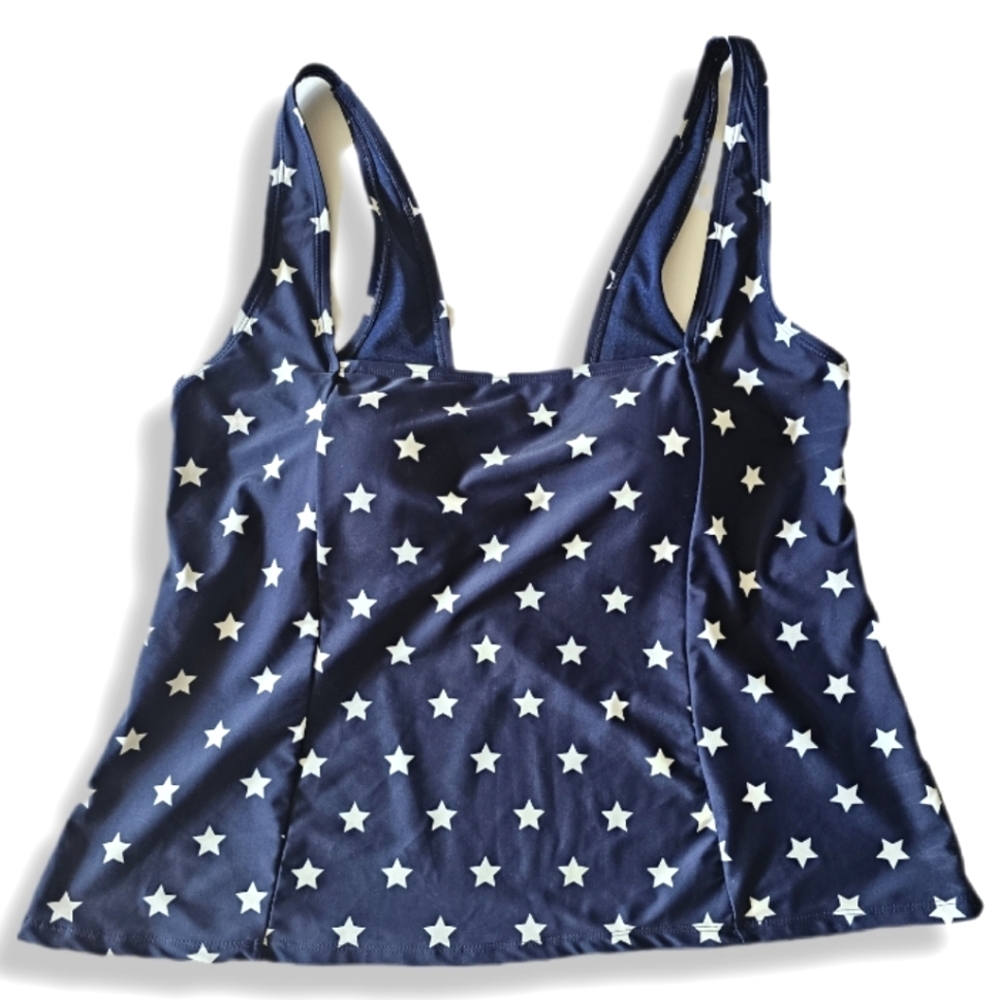 Peyton & Parker American Flag Navy & Stars Tankini Swim Top Size 2x Plus Size